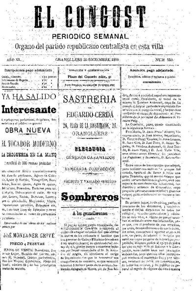 El Congost, 20/12/1896 [Issue]