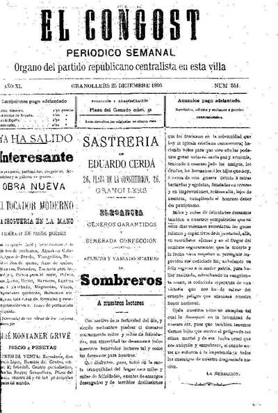 El Congost, 25/12/1896 [Issue]