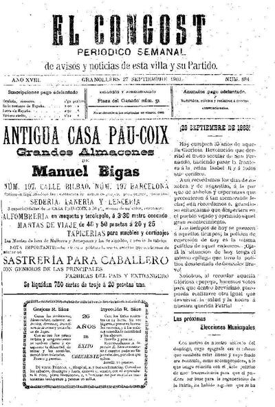 El Congost, 27/9/1903 [Exemplar]