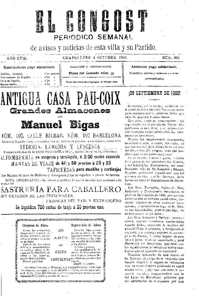 El Congost, 4/10/1903 [Exemplar]