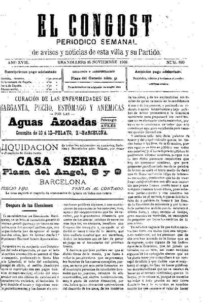 El Congost, 15/11/1903 [Exemplar]