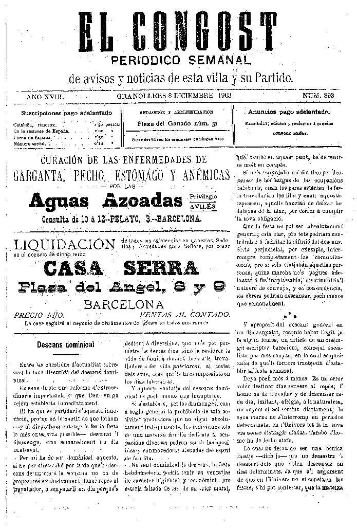 El Congost, 8/12/1903 [Exemplar]