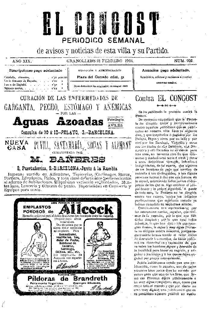 El Congost, 21/2/1904 [Exemplar]