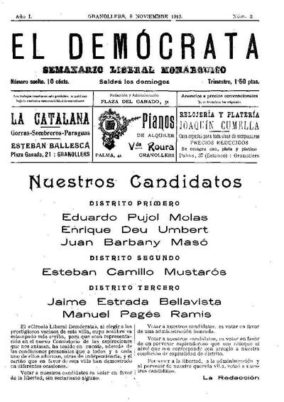 El Demòcrata, 8/11/1913 [Exemplar]