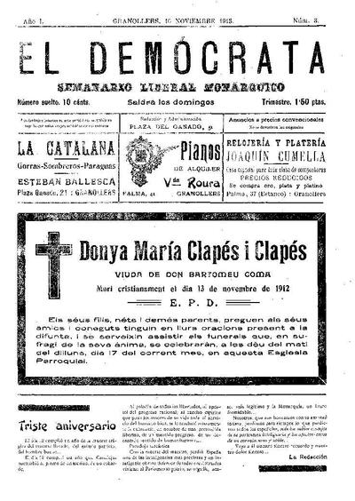 El Demòcrata, 16/11/1913 [Ejemplar]