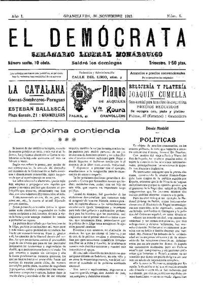 El Demòcrata, 30/11/1913 [Exemplar]