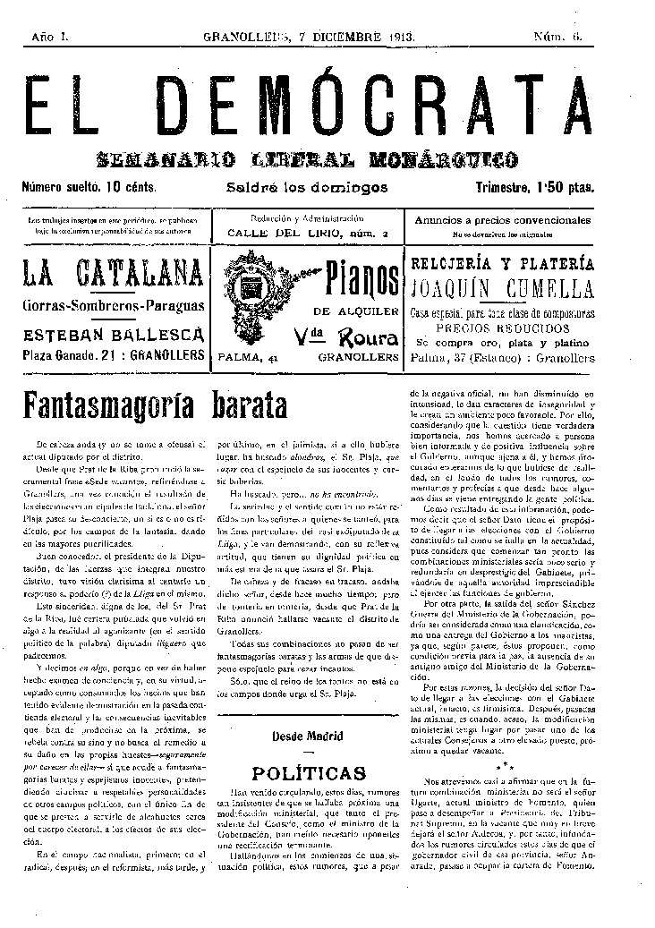 El Demòcrata, 7/12/1913 [Issue]