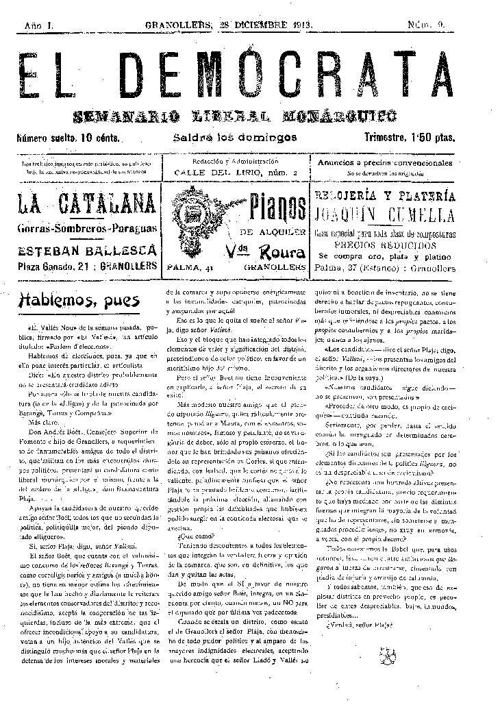 El Demòcrata, 28/12/1913 [Issue]
