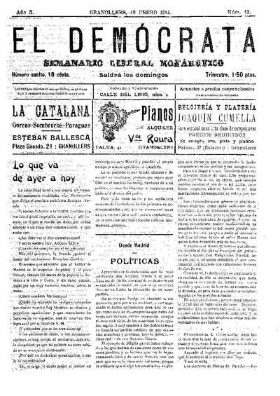 El Demòcrata, 18/1/1914 [Exemplar]