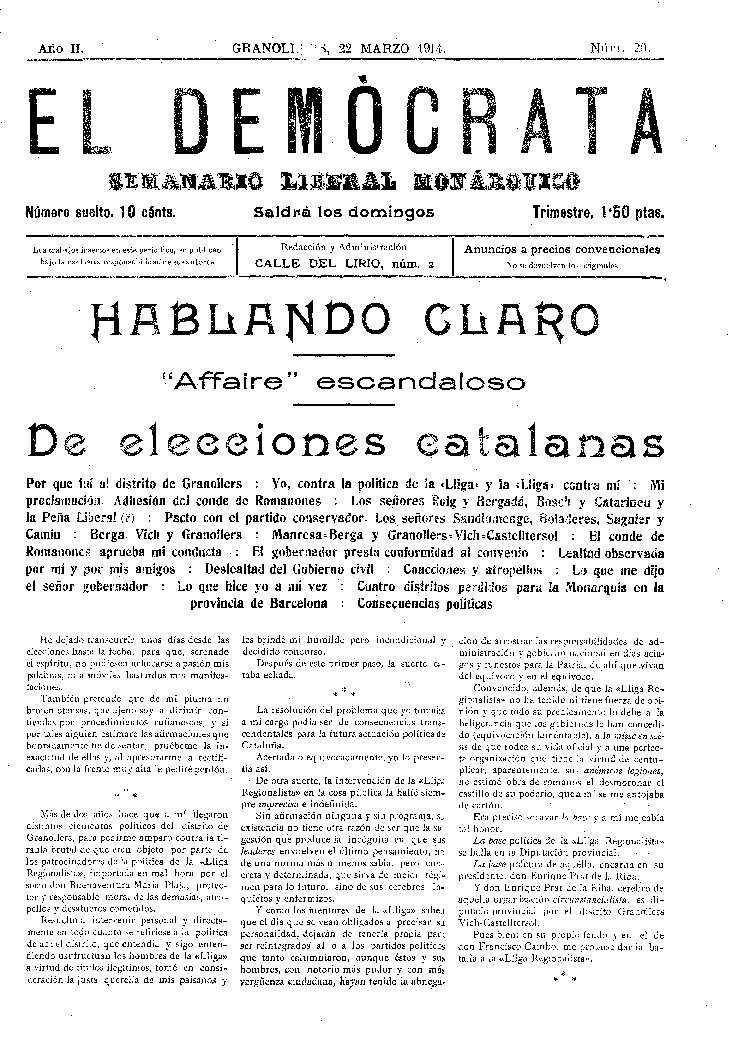El Demòcrata, 22/3/1914 [Issue]