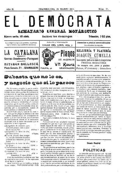 El Demòcrata, 29/3/1914 [Issue]