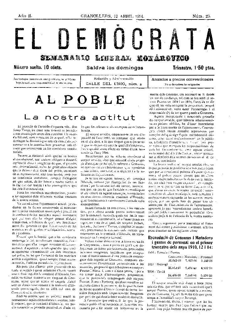 El Demòcrata, 12/4/1914 [Issue]