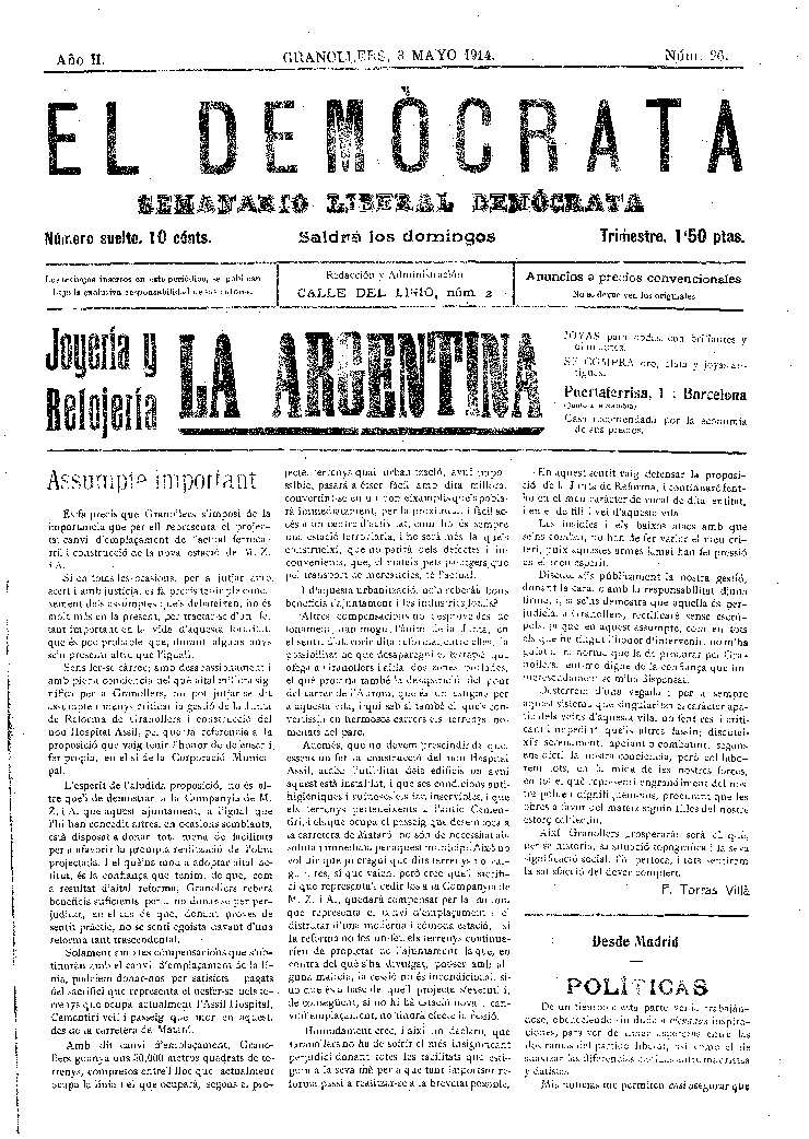 El Demòcrata, 3/5/1914 [Issue]