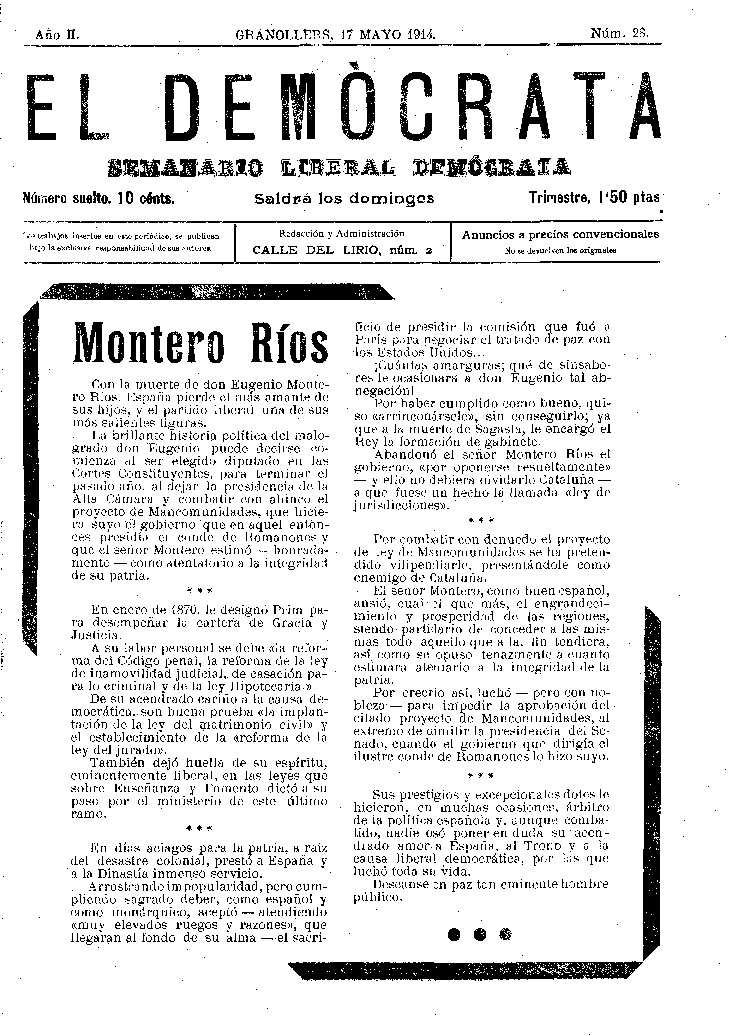 El Demòcrata, 17/5/1914 [Issue]