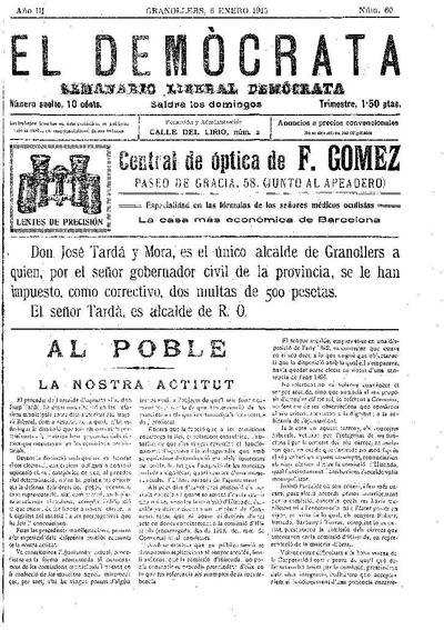El Demòcrata, 6/1/1915 [Exemplar]