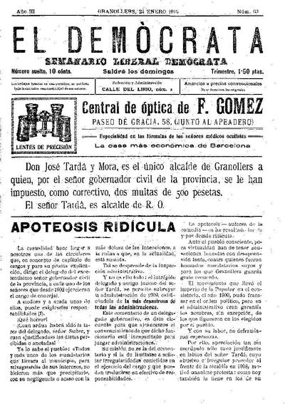 El Demòcrata, 24/1/1915 [Exemplar]