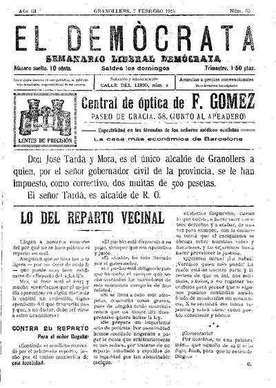 El Demòcrata, 7/2/1915 [Exemplar]
