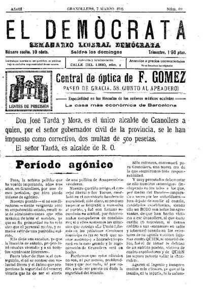 El Demòcrata, 7/3/1915 [Exemplar]