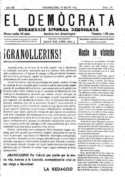 El Demòcrata, 16/5/1915 [Exemplar]