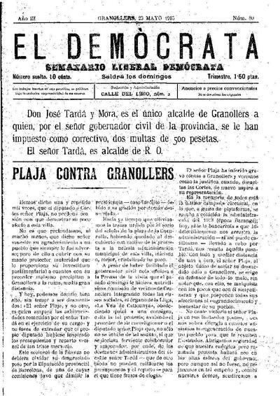 El Demòcrata, 23/5/1915 [Exemplar]