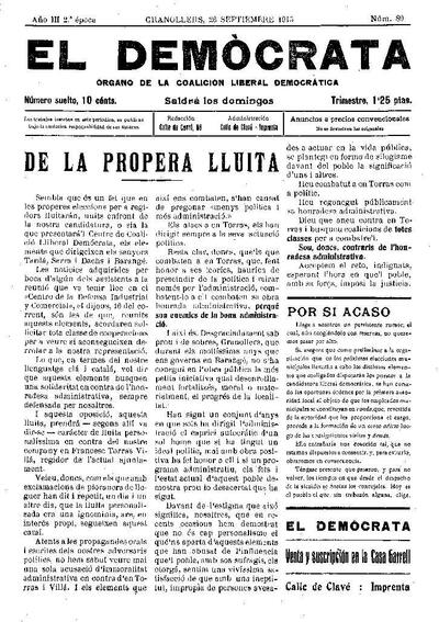El Demòcrata, 26/9/1915 [Exemplar]
