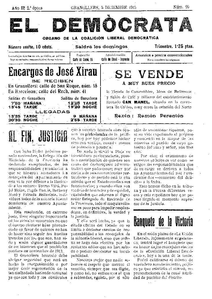 El Demòcrata, 5/12/1915 [Exemplar]