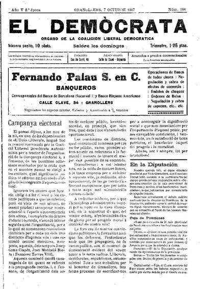 El Demòcrata, 7/10/1917 [Exemplar]