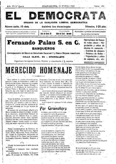 El Demòcrata, 20/1/1918 [Exemplar]