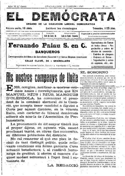 El Demòcrata, 10/2/1918 [Exemplar]