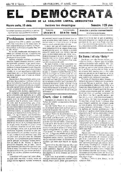 El Demòcrata, 27/4/1919 [Exemplar]