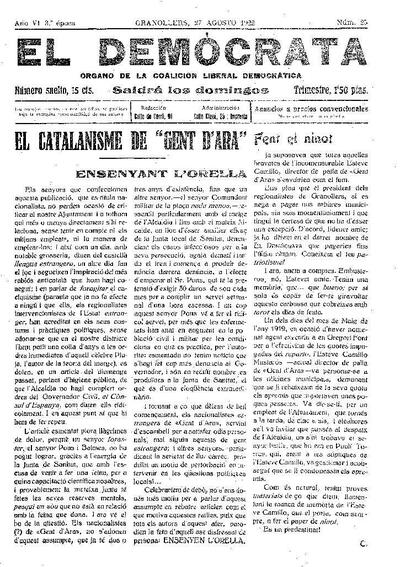El Demòcrata, 27/8/1922 [Exemplar]