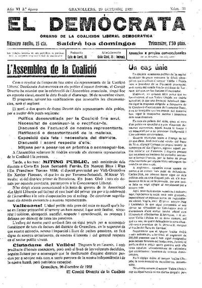 El Demòcrata, 29/10/1922 [Exemplar]