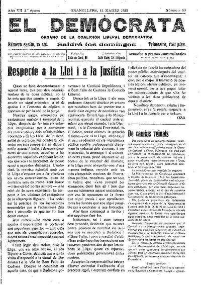 El Demòcrata, 11/3/1923 [Issue]