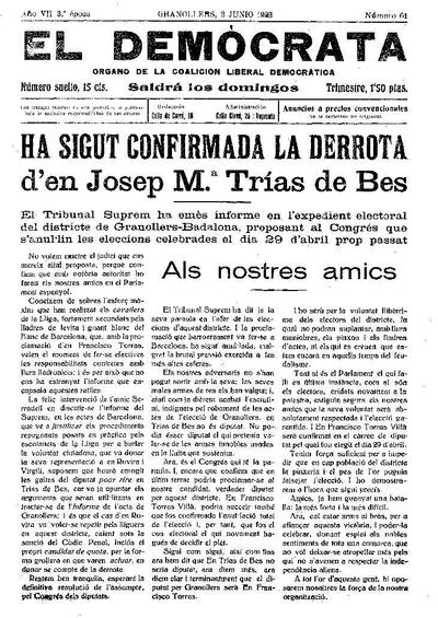 El Demòcrata, 2/6/1923 [Issue]