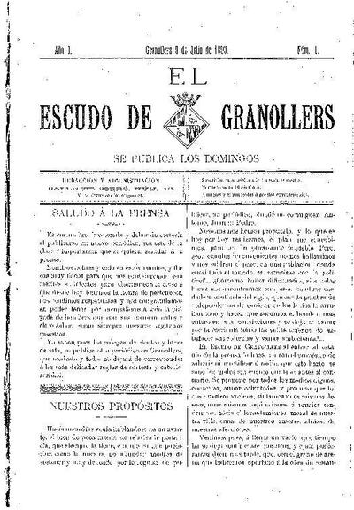 El Escudo de Granollers, 9/7/1893 [Issue]