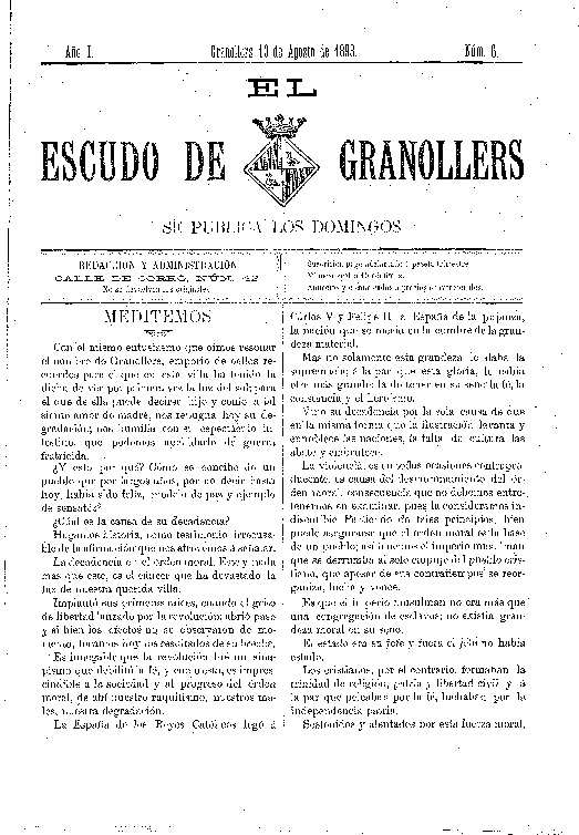 El Escudo de Granollers, 13/8/1893 [Ejemplar]