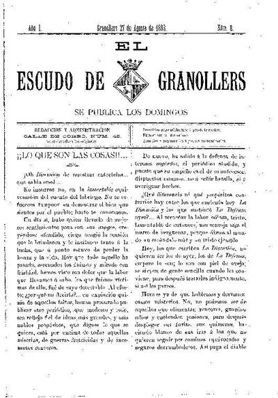 El Escudo de Granollers, 27/8/1893 [Issue]