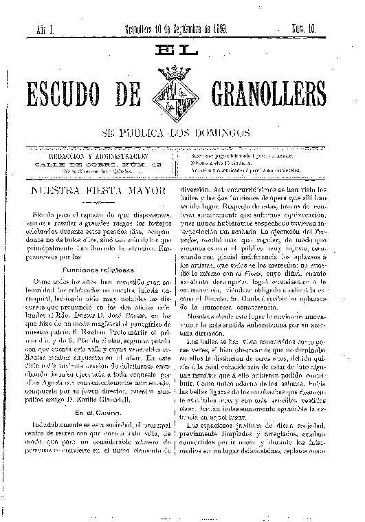 El Escudo de Granollers, 10/9/1893 [Issue]