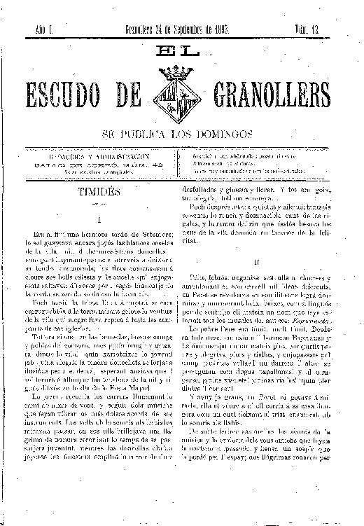 El Escudo de Granollers, 24/9/1893 [Ejemplar]