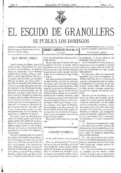 El Escudo de Granollers, 29/10/1893 [Ejemplar]