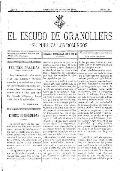 El Escudo de Granollers, 24/12/1893 [Issue]