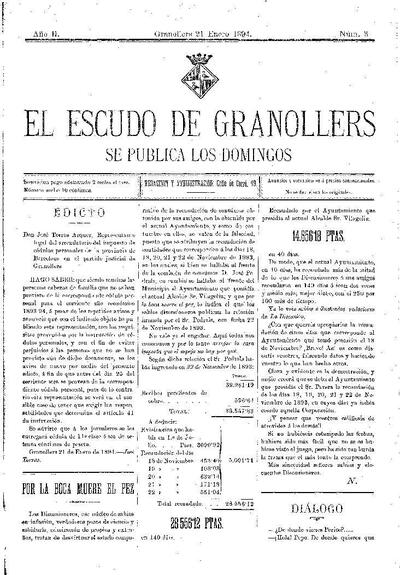 El Escudo de Granollers, 21/1/1894 [Ejemplar]