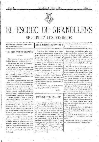 El Escudo de Granollers, 4/2/1894 [Issue]