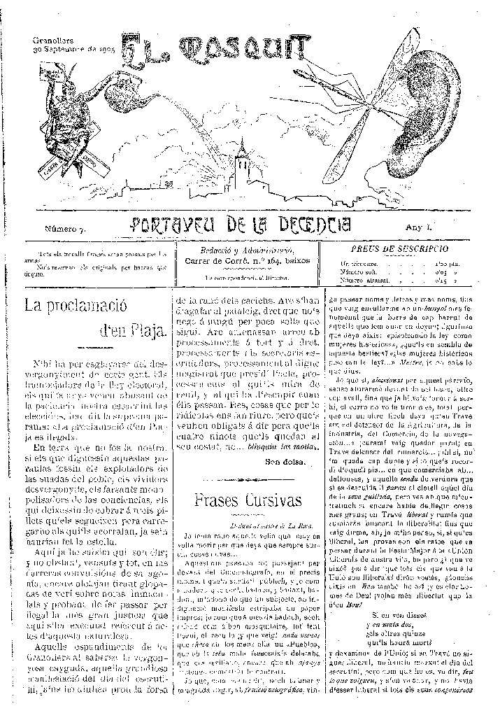 El Mosquit, 30/9/1905 [Issue]