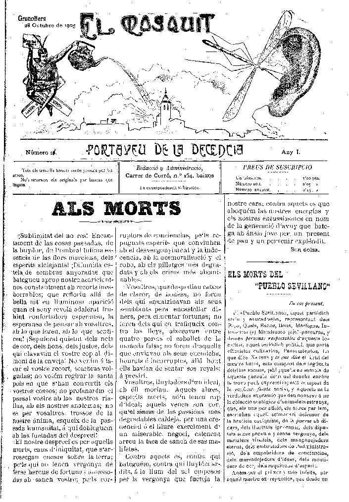 El Mosquit, 28/10/1905 [Issue]