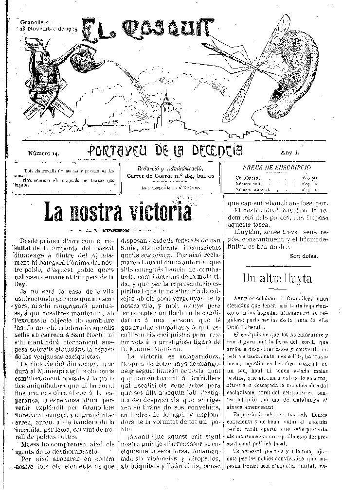 El Mosquit, 18/11/1905 [Issue]