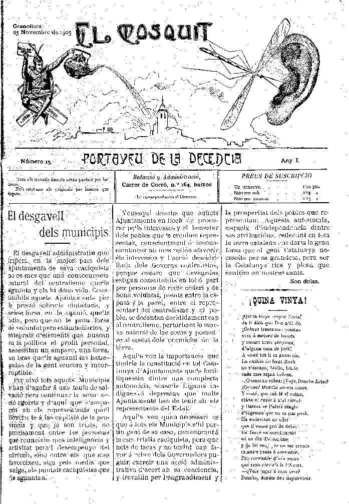El Mosquit, 25/11/1905 [Issue]