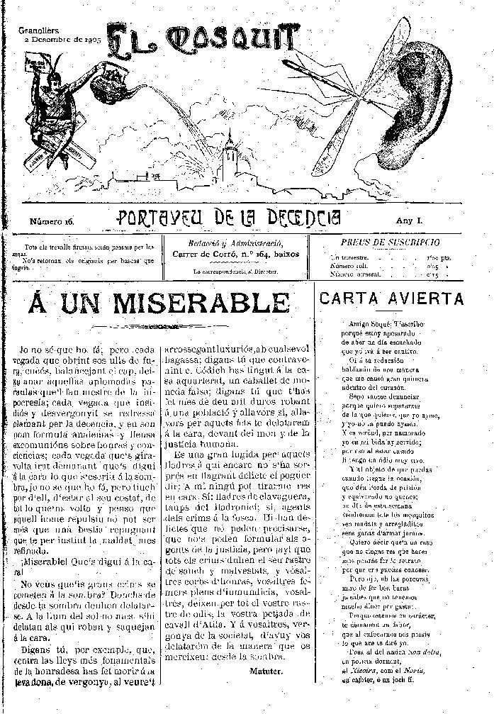 El Mosquit, 2/12/1905 [Issue]
