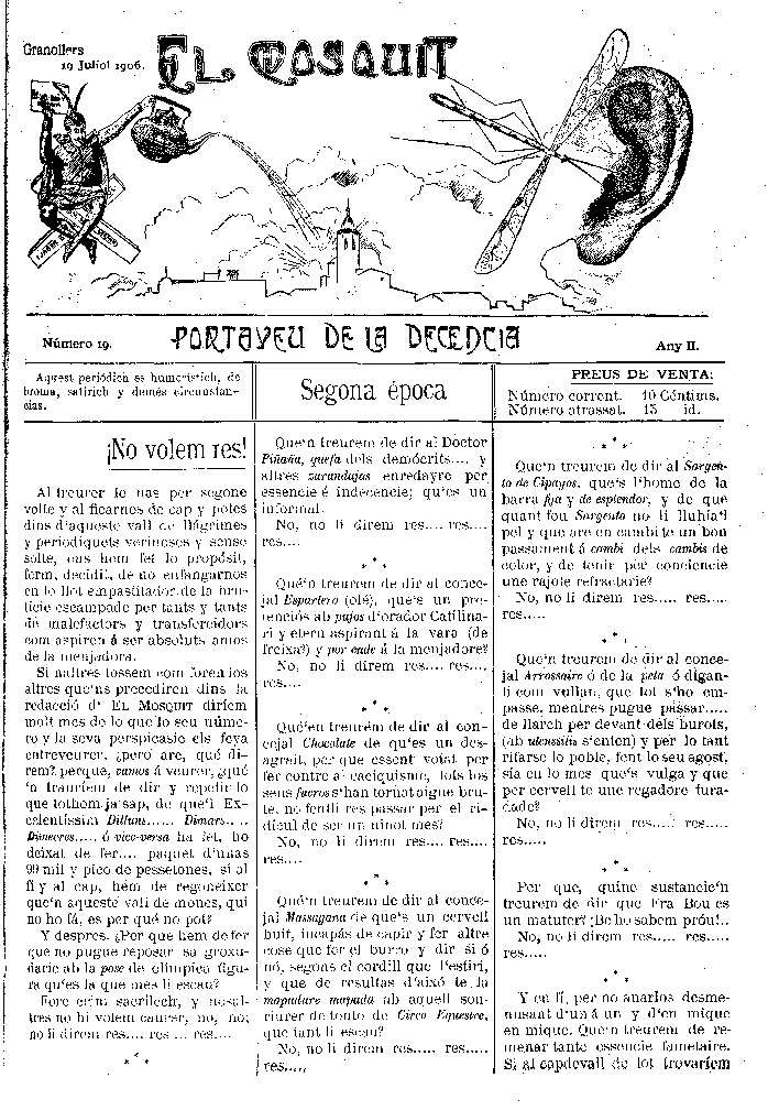 El Mosquit, 19/7/1906 [Issue]