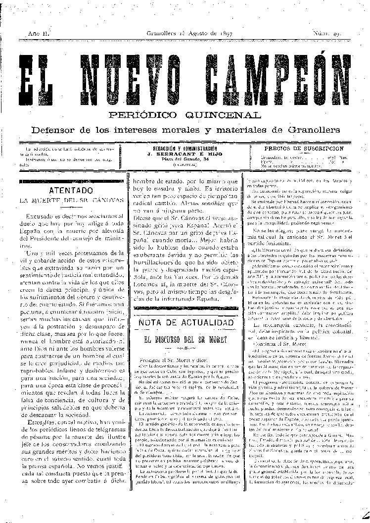 El Nuevo Campeón, 15/8/1897 [Issue]